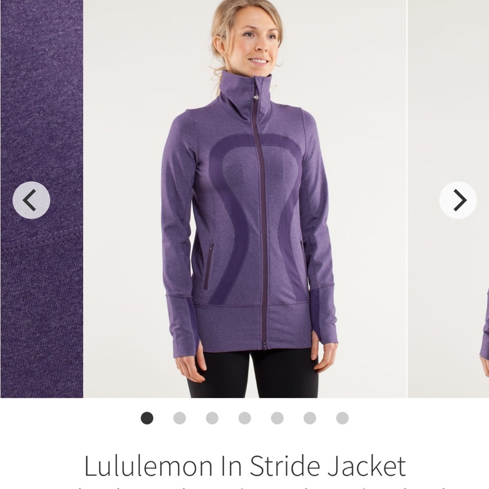 Lululemon purple in stride jacket size 8